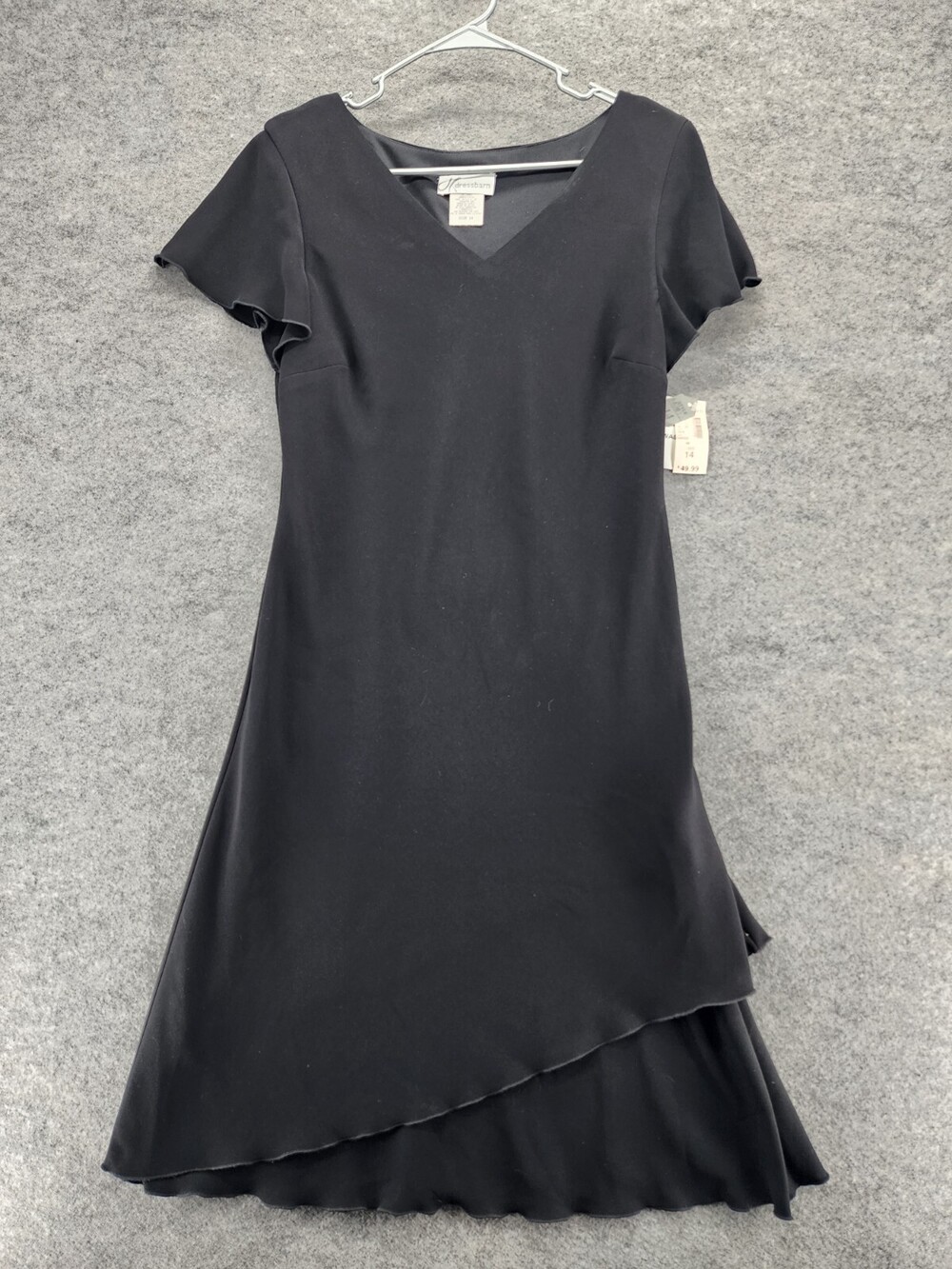 Dress Barn Dress Womens 14 Short Sleeve Black V Neck